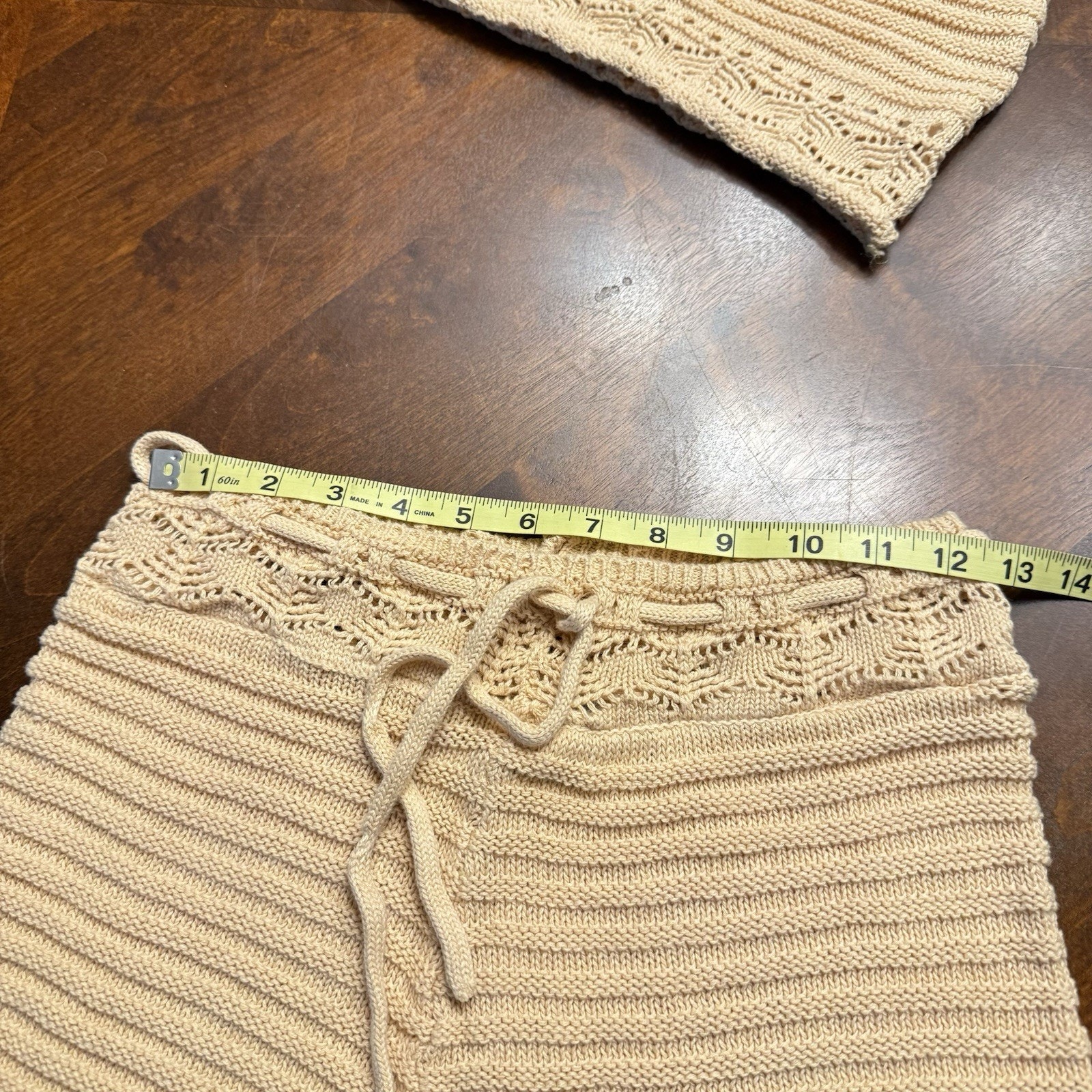 Jolie & Joy Fct 2pc Crochet Knit Set Large Crop Tank Top & Shorts Euc — image 8 of 8